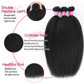 GKGW Brazilian virgin hair Yaki bundles highlight smooth, voluminous straight texture.