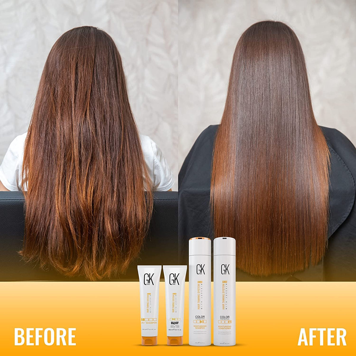GK HAIR clarifying shampoo bottle preps hair for optimum results.
