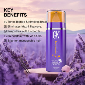 GK HAIR Leave-In Bombshell Cream smooth finish after application on hair.