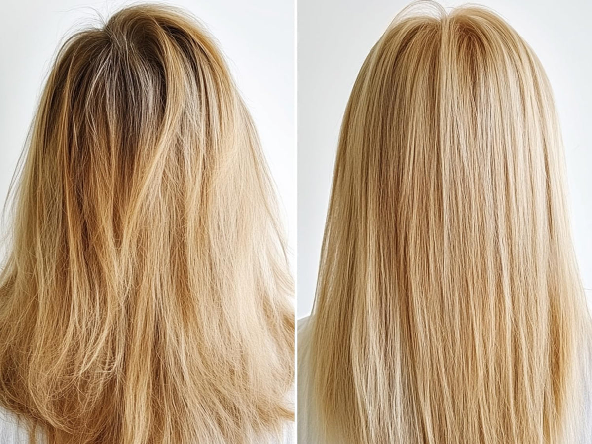 GK HAIR Leave-In Bombshell Cream tone action on hair provides moisture and balance.