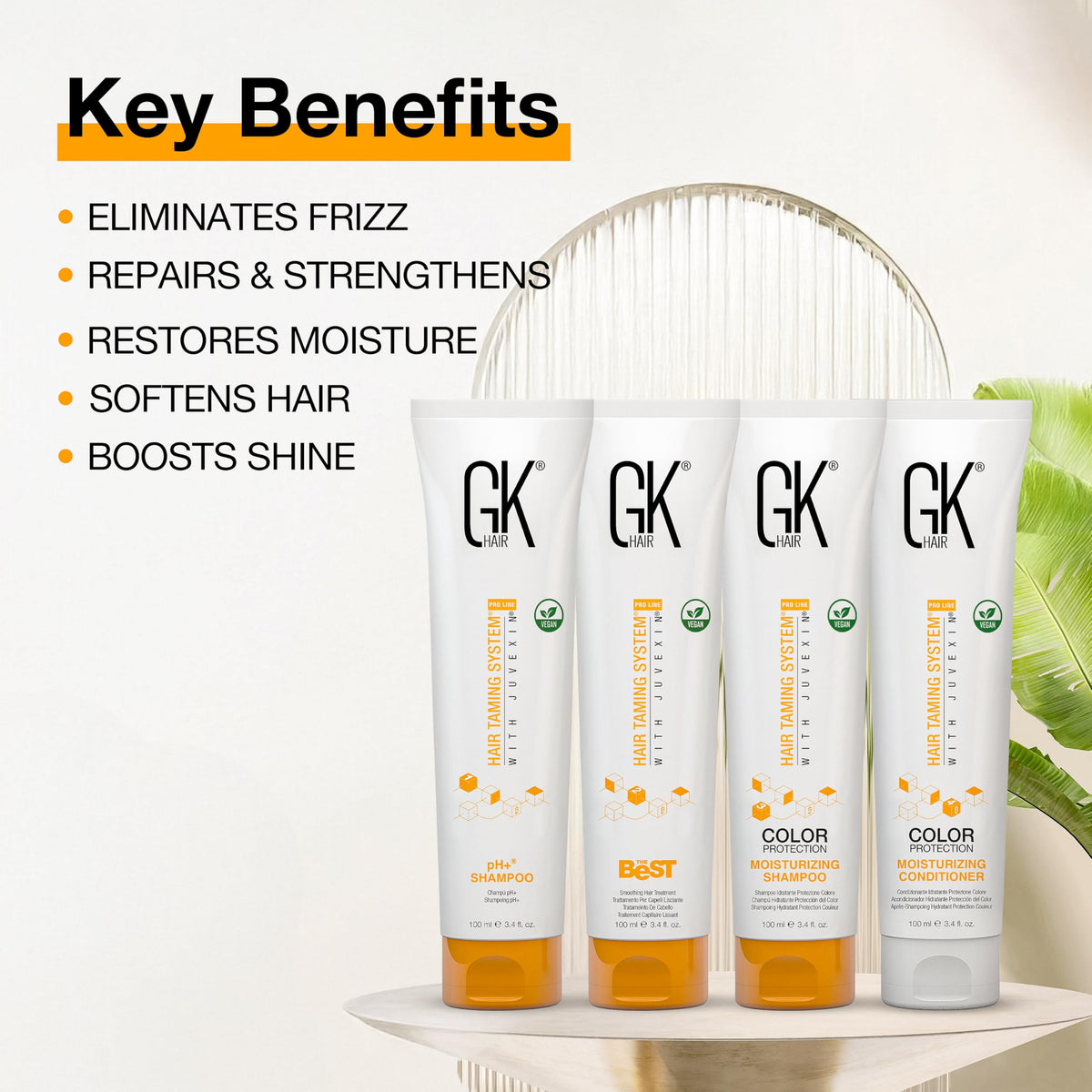 GK Hair PH-Plus clarifying shampoo bottle prepares hair for smoothing