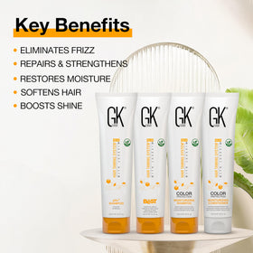 GK Hair PH-Plus clarifying shampoo bottle prepares hair for smoothing