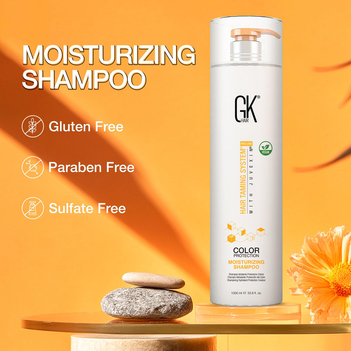 GK HAIR sulfate-free formula communicates gentle cleansing for sensitive scalps.