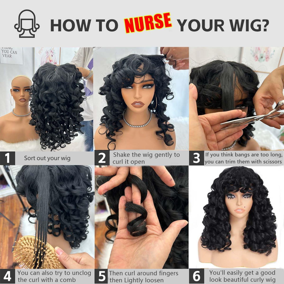 GKtineke curly wig care tip: gentle washing for lasting shine