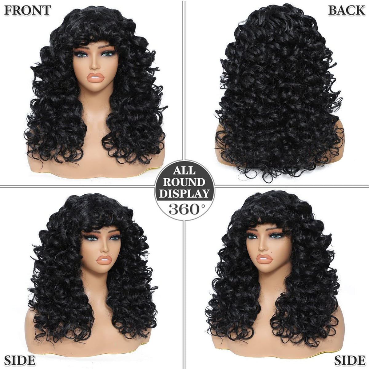 Close-up of heat-friendly synthetic fiber on GKtineke curly wig