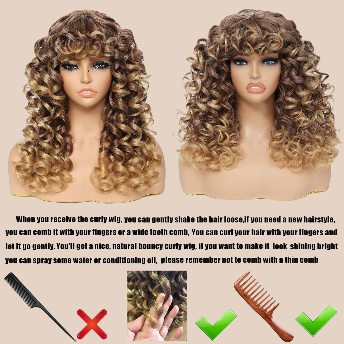 GKtineke curly wig worn for cosplay or daily outings