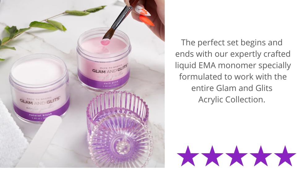 Glam and Glits EMA Liquid Monomer 16 oz close-up shows silky consistency