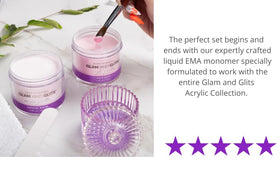 Glam and Glits EMA Liquid Monomer 16 oz close-up shows silky consistency