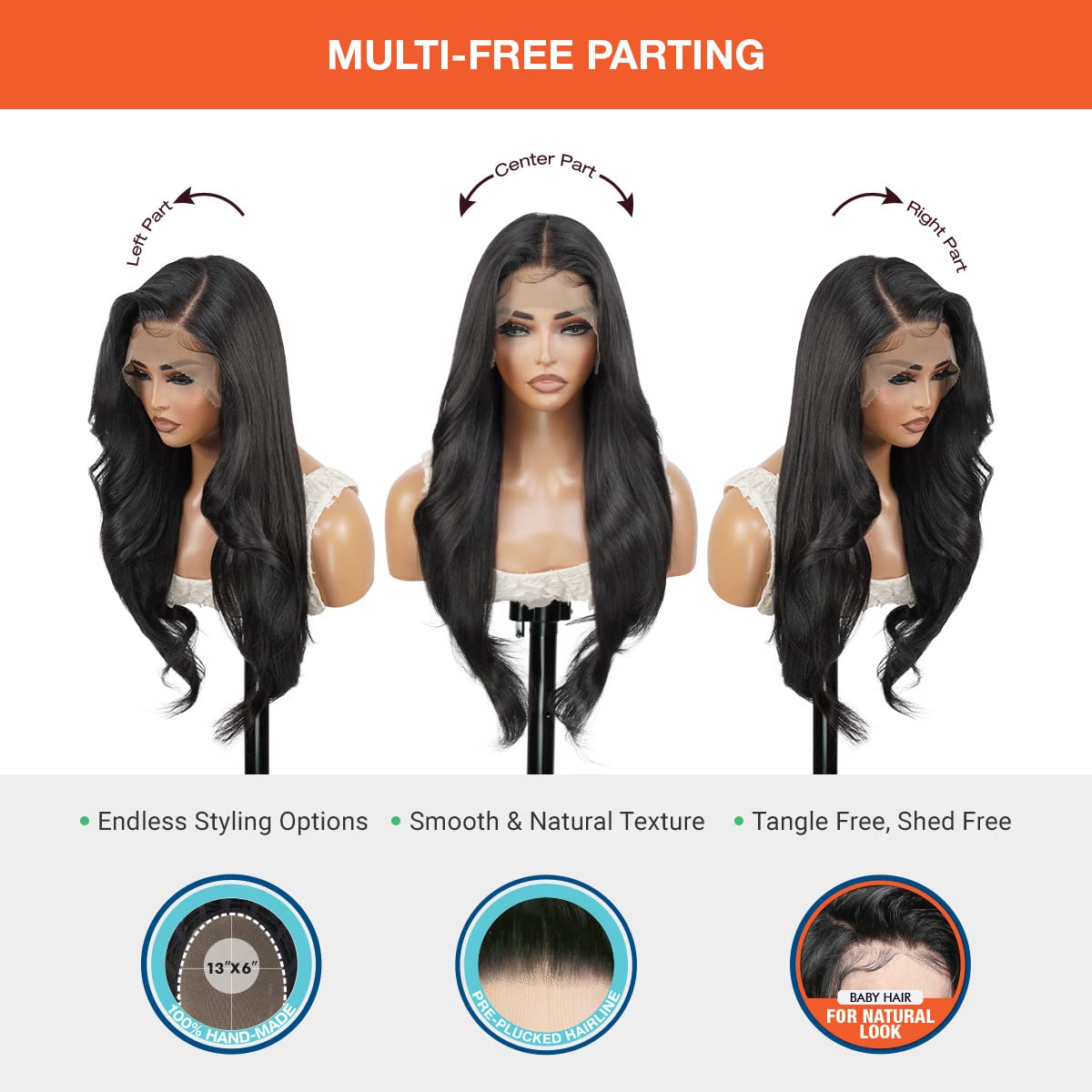 GLAM21USA preplucked hairline enables quick, realistic parting options