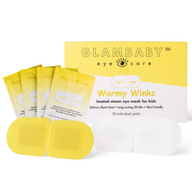 GlamBaby Warmy Winks eye mask on a child delivering gentle self-heating comfort