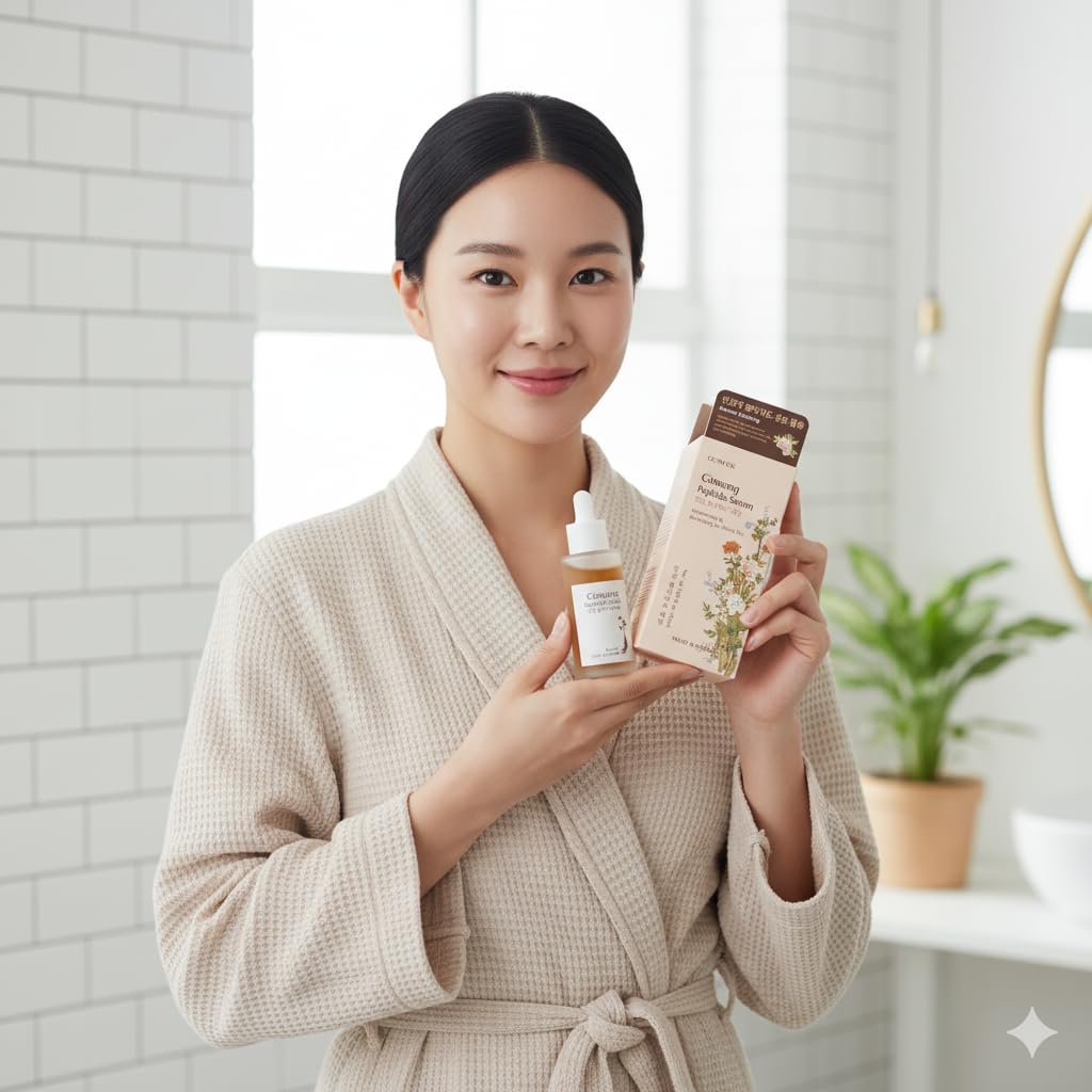 Glamfox Ginseng Peptide Serum dropper dispensing a lightweight formula for dewy skin