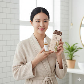Glamfox Ginseng Peptide Serum dropper dispensing a lightweight formula for dewy skin