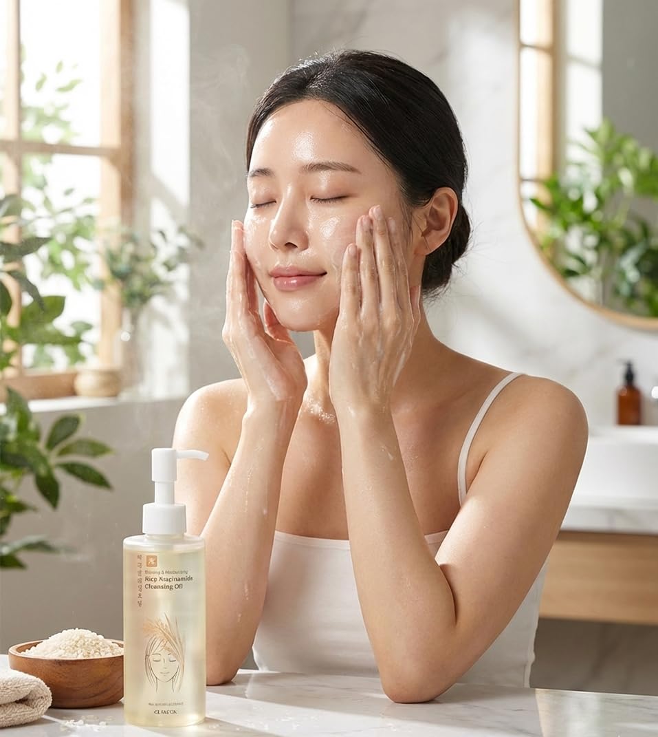 Glamfox cleansing oil rinses away impurities with water, leaving skin soft and hydrated