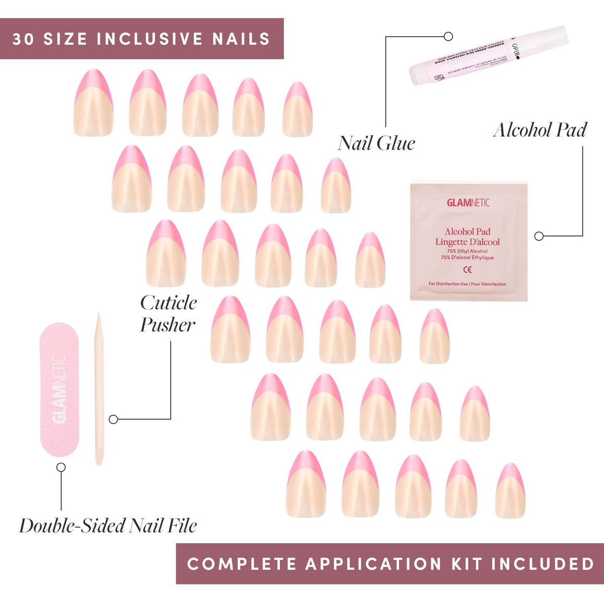 Glamnetic 24 nails in 12 sizes for a custom fit.