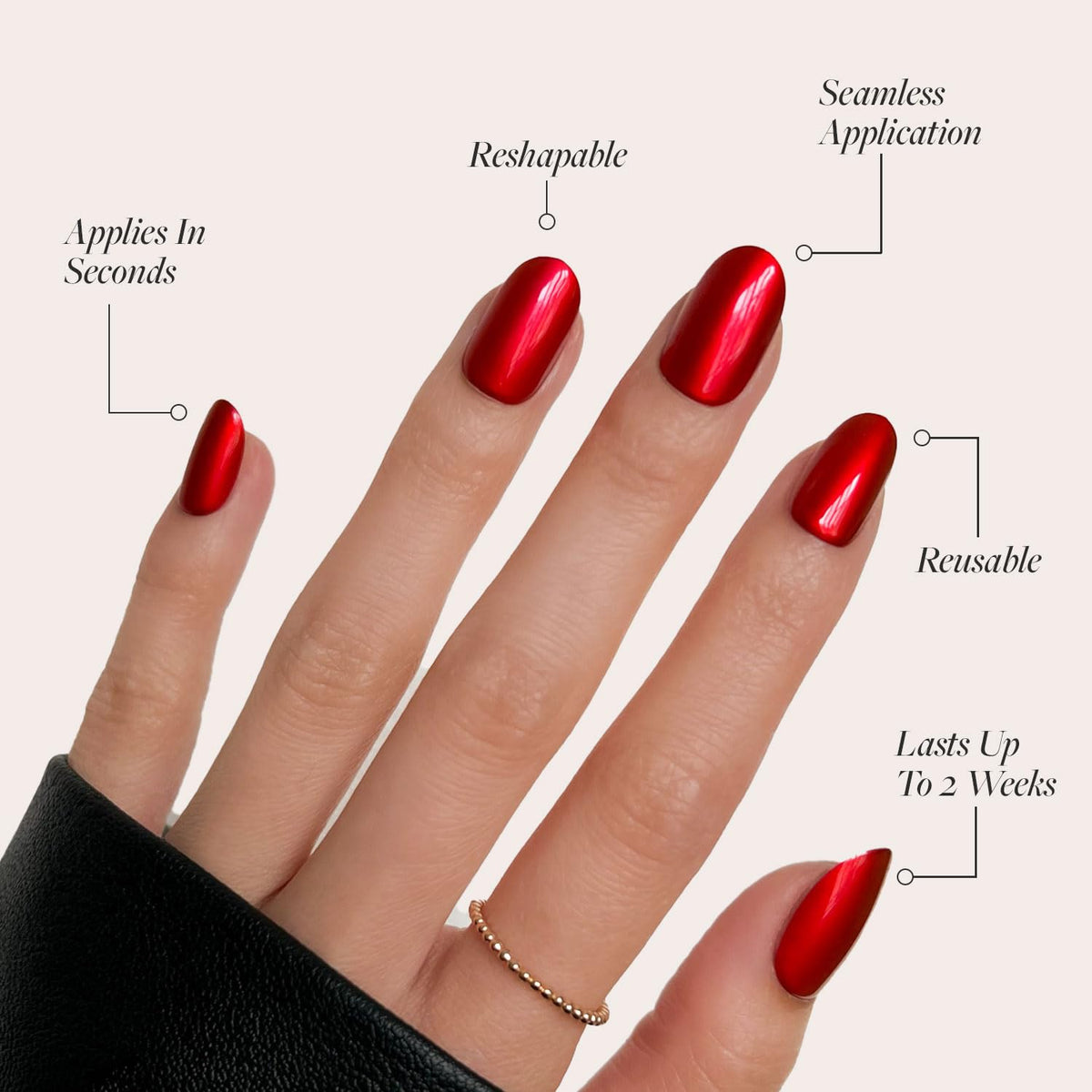 Bright cherry red Glamnetic Glaze nails for a bold fashion-forward look