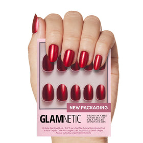 Glamnetic Cherry Glaze nails with glaze finish for at-home glossy manicure