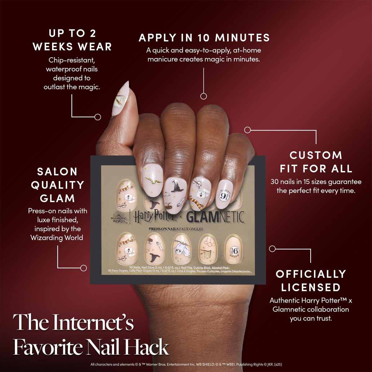 Hogwarts nail set includes glue for quick at-home application