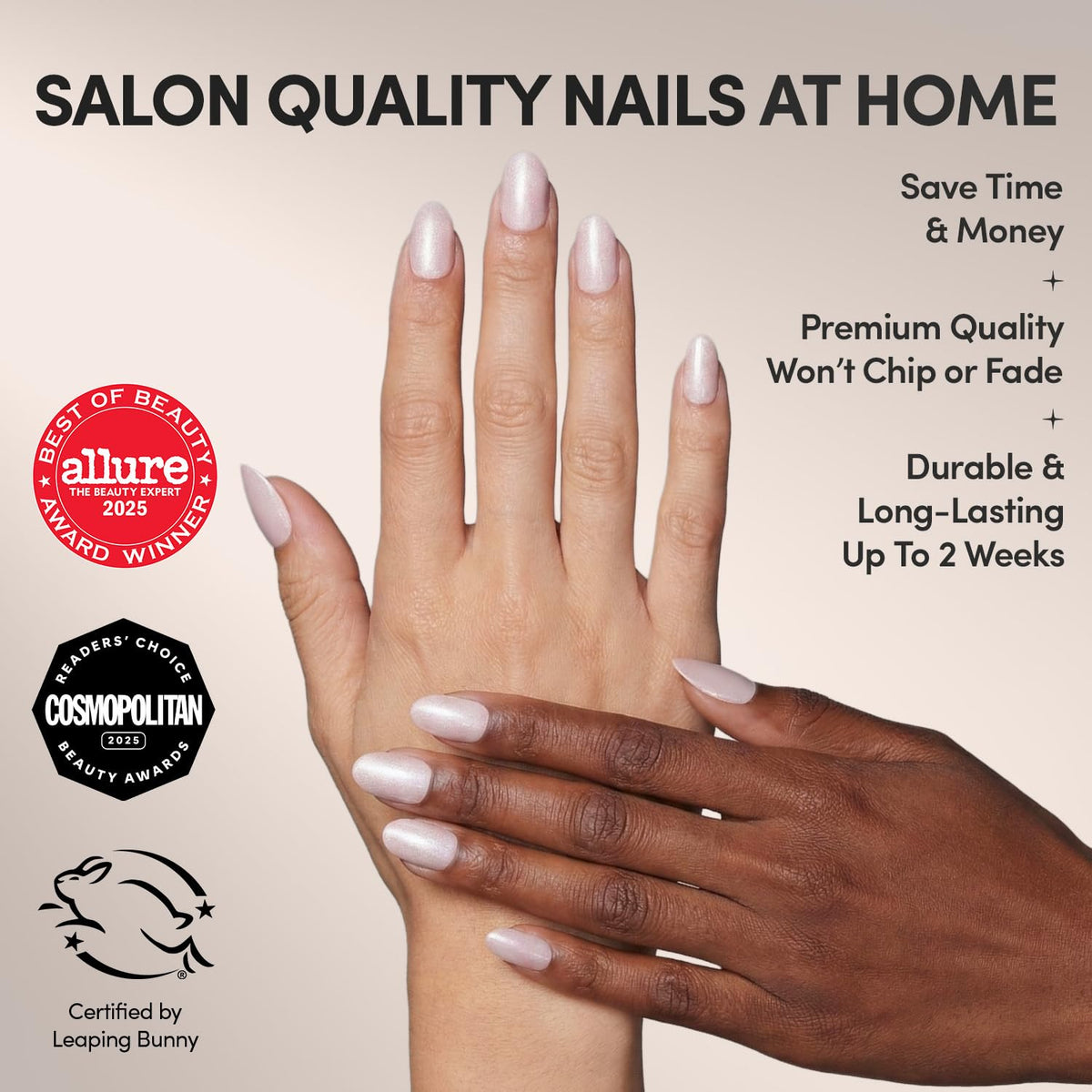 Glamnetic press-on nails with a glossy semi-transparent finish for quick, flawless mani