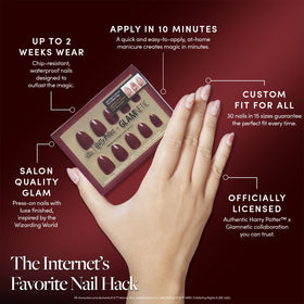 Glamnetic press-on nails short oval with glossy finish for quick wear.