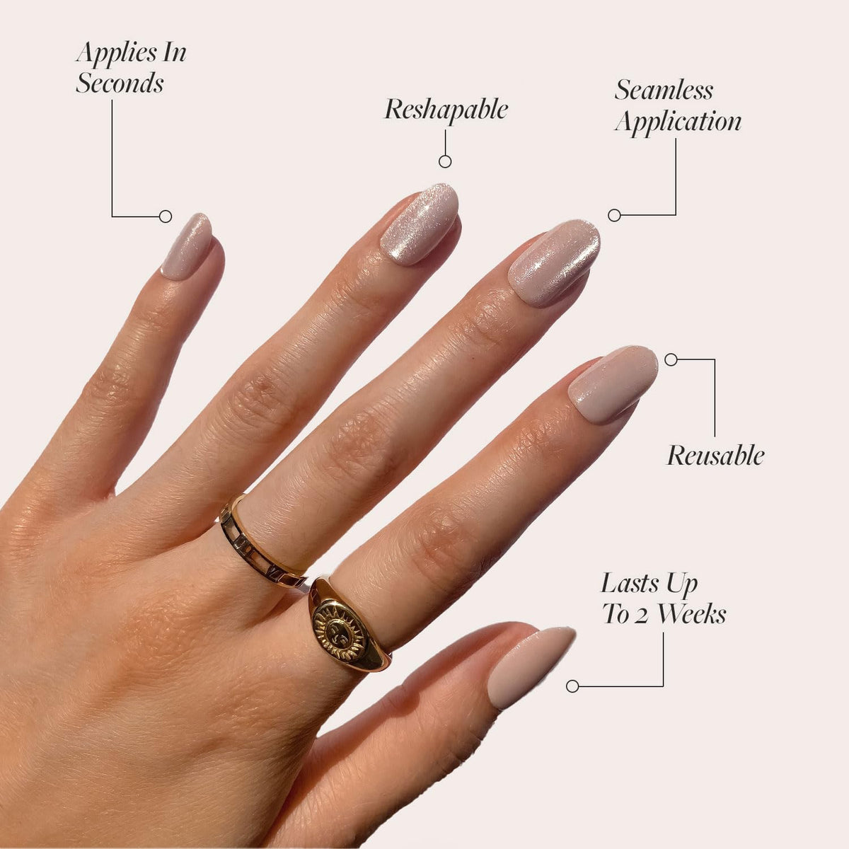 Glamnetic Pure Intentions short round nails ready for a subtle manicure