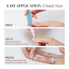 Glamnetic Stardust nails with glue and file for simple at-home application.