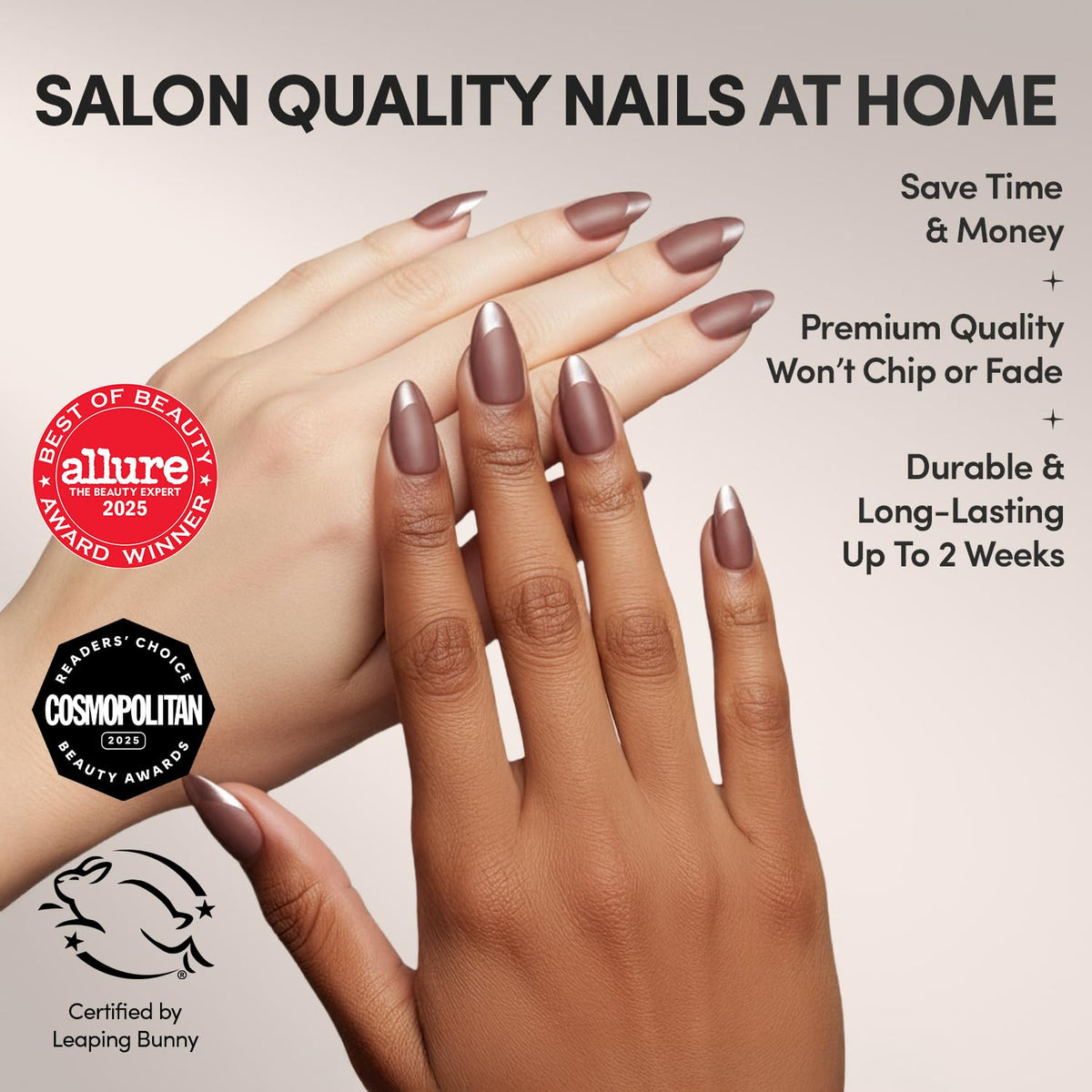Glamnetic Terra matte brown nails offering versatile daily style.