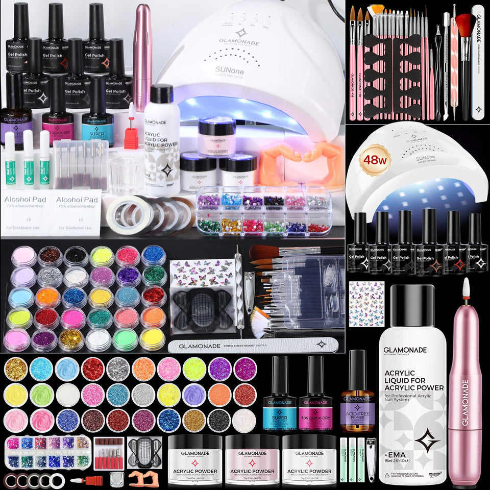Glamonade acrylic nail kit in box, ideal for beginners' setup