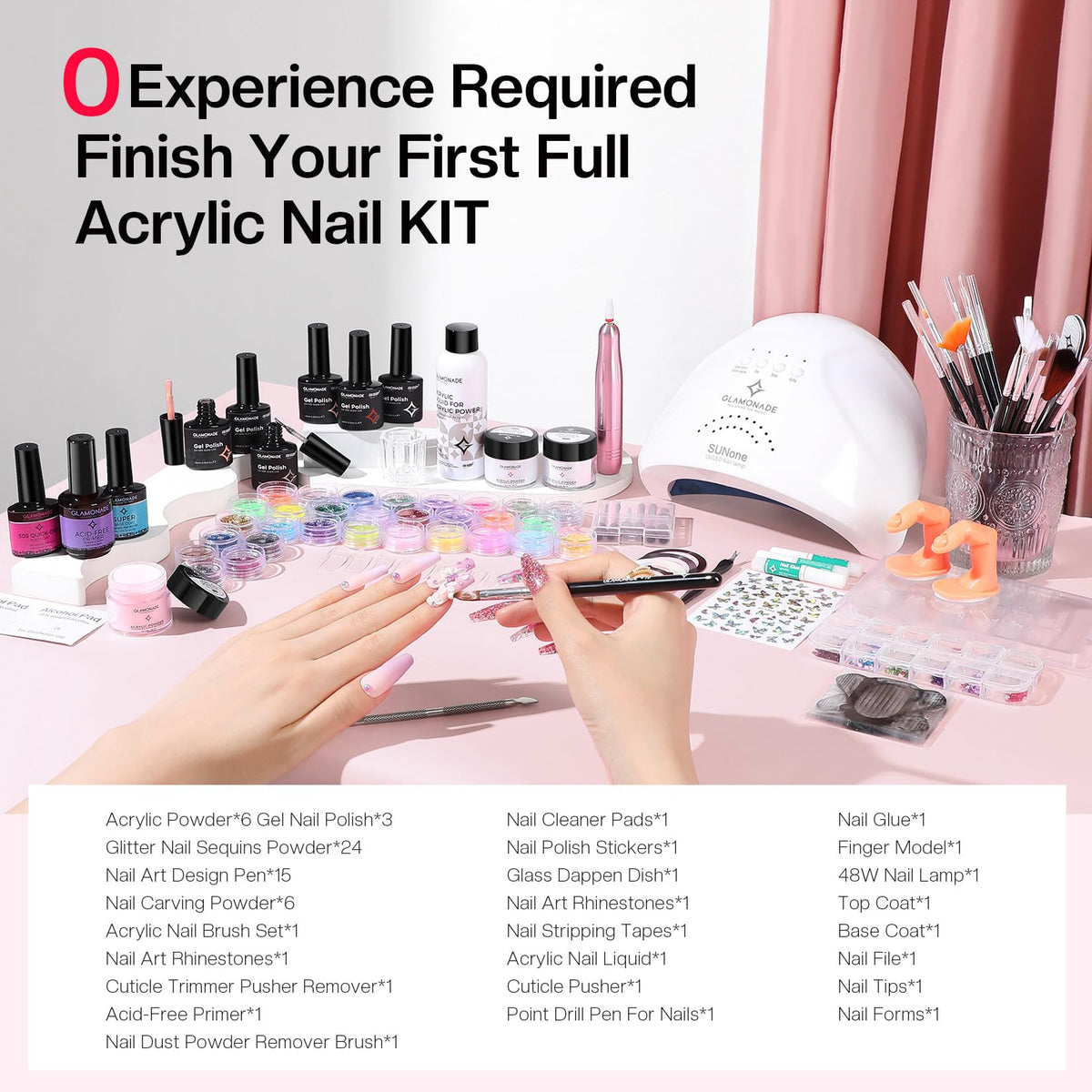 Glamonade kit contents laid out for a complete starter experience