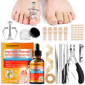Glamonade ingrown toenail removal kit contents for at-home care.