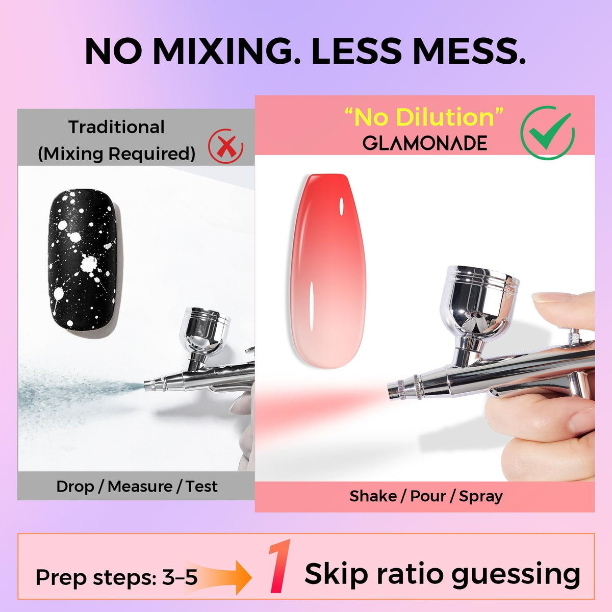 Glamonade ombre gradient ready nail art with vibrant pigments