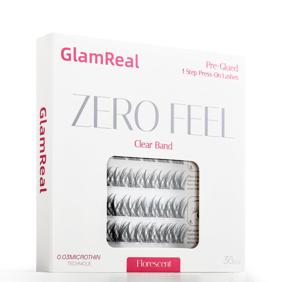 GlamReal Florescent self-adhesive lashes, 10-14mm, quick and mess-free application.