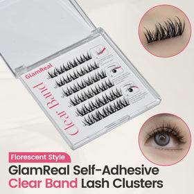 GlamReal glueless lash clusters with an invisible band for seamless look.