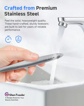 GlamTweeler high-quality tweezers ready for daily grooming routines with control.