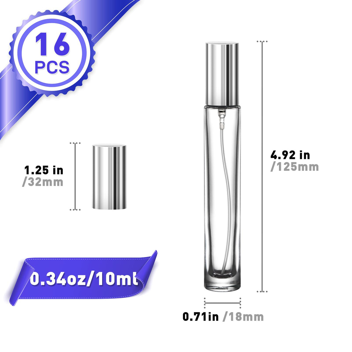 Glassfinity mini glass container with funnel and label for easy refills.