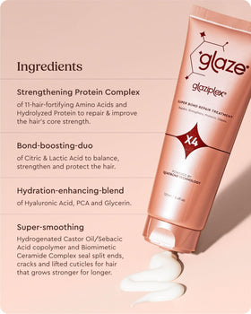 Glaze Glaziplex Bond root-to-tip shine indicates even coverage and gloss.