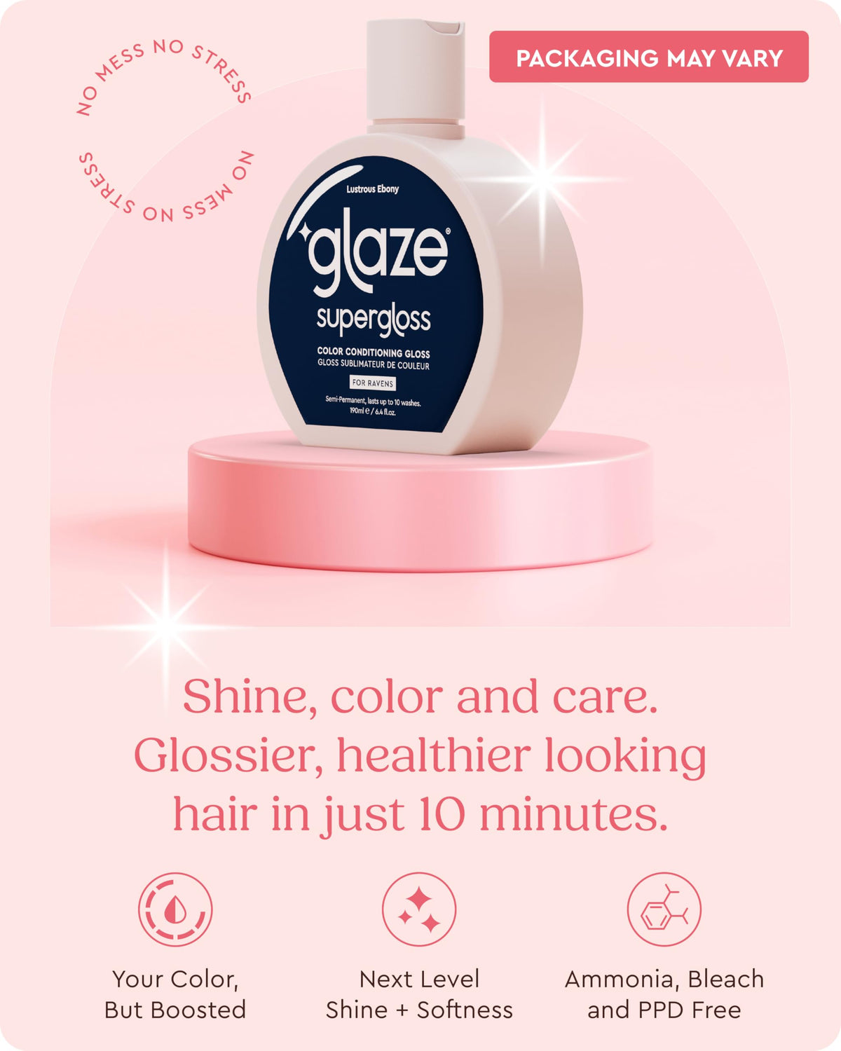 Glaze Supergloss semi-permanent pigment applied for instant color lift.