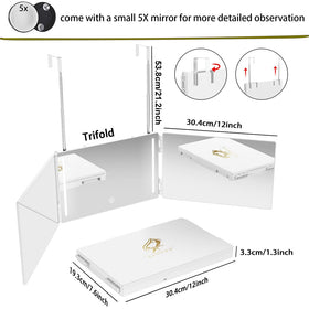 GLDDAO three-sided LED mirror front view for detailed makeup and brow work