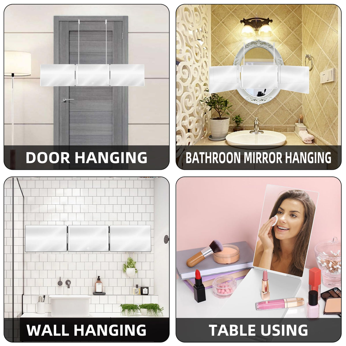 GLDDAO foldable trifold mirror for portable hair cutting anywhere