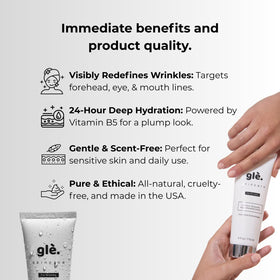 Gle Skincare niacinamide B3 B5 illustration highlights hydrating formula.