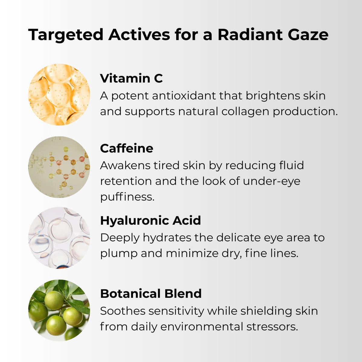 Gle Skincare Vitamin C Eye Serum close-up shows creamy texture for gentle use.