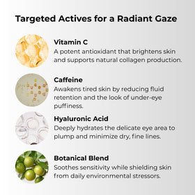 Gle Skincare Vitamin C Eye Serum close-up shows creamy texture for gentle use.