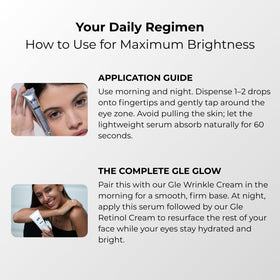 Gle Skincare Vitamin C Eye Serum texture close-up conveys lightweight hydration.