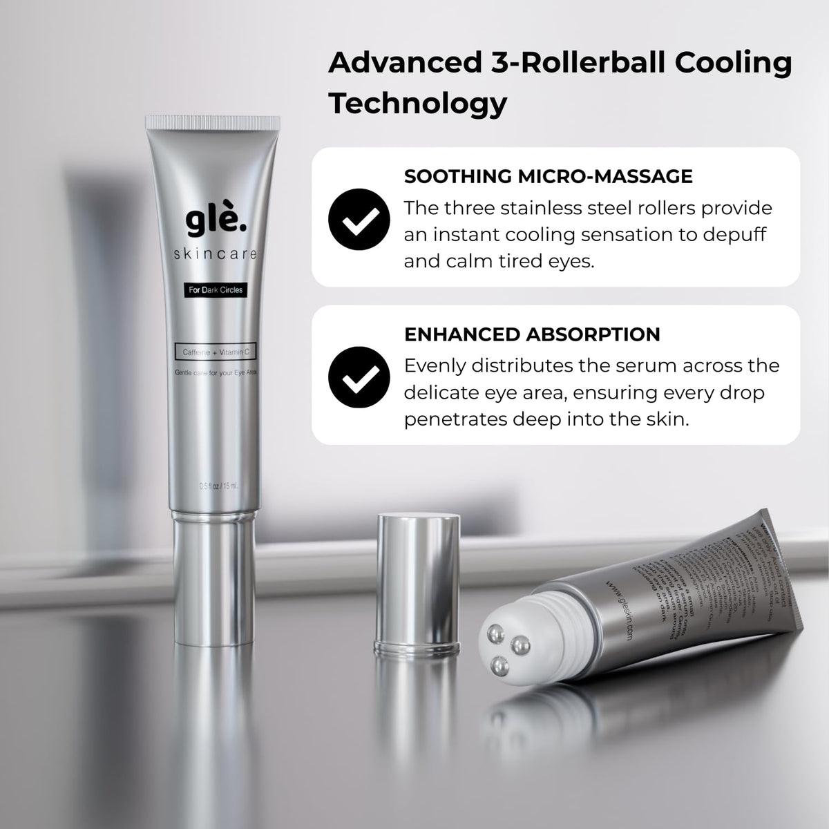 Gle Skincare Vitamin C Eye Serum under-eye area ready for refreshed look.