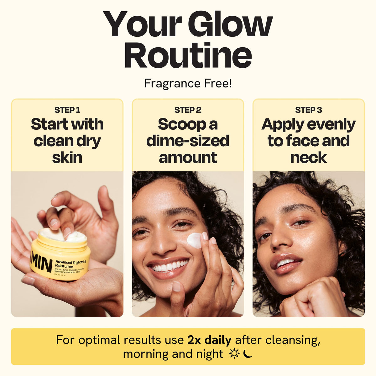 Gleamin Advanced Brightening Moisturizer shown in daily skincare routine