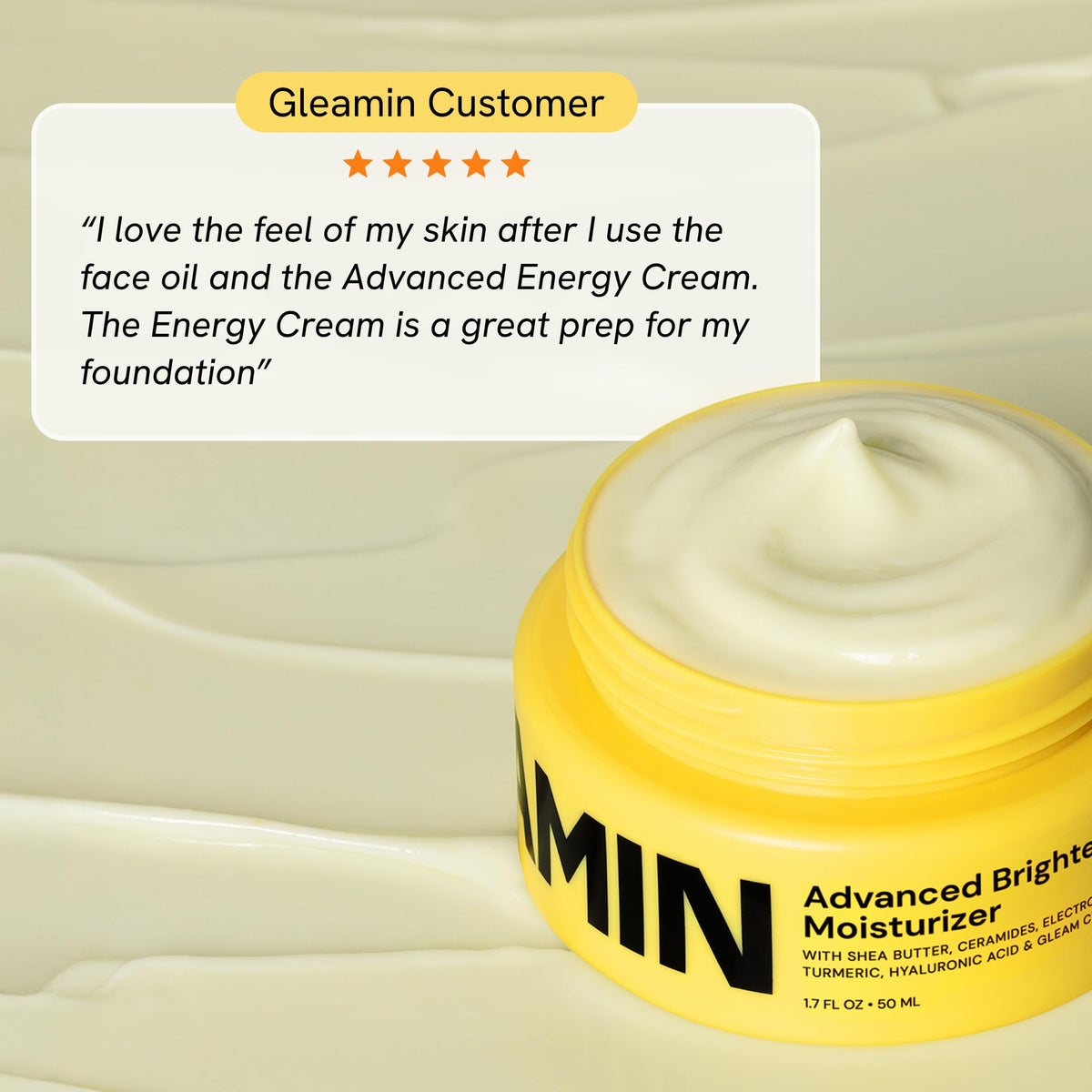 Gleamin Advanced Brightening Moisturizer promotes even-looking skin tone