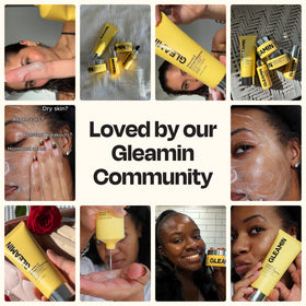 Paw Paw enzyme symbol on Gleamin cleanser packaging suggesting gentle resurfacing.