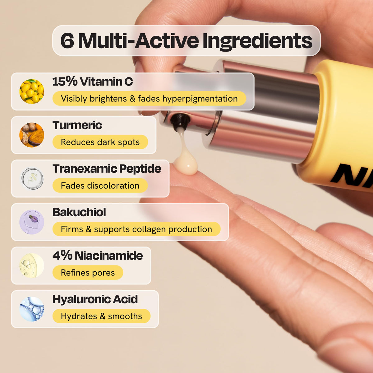 Gleamin Serum with hyaluronic acid drops for deeper hydration