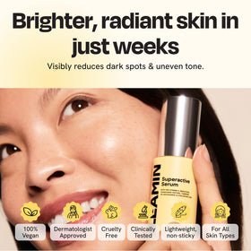 Gleamin Superactive Serum packaging and label design conveys premium care