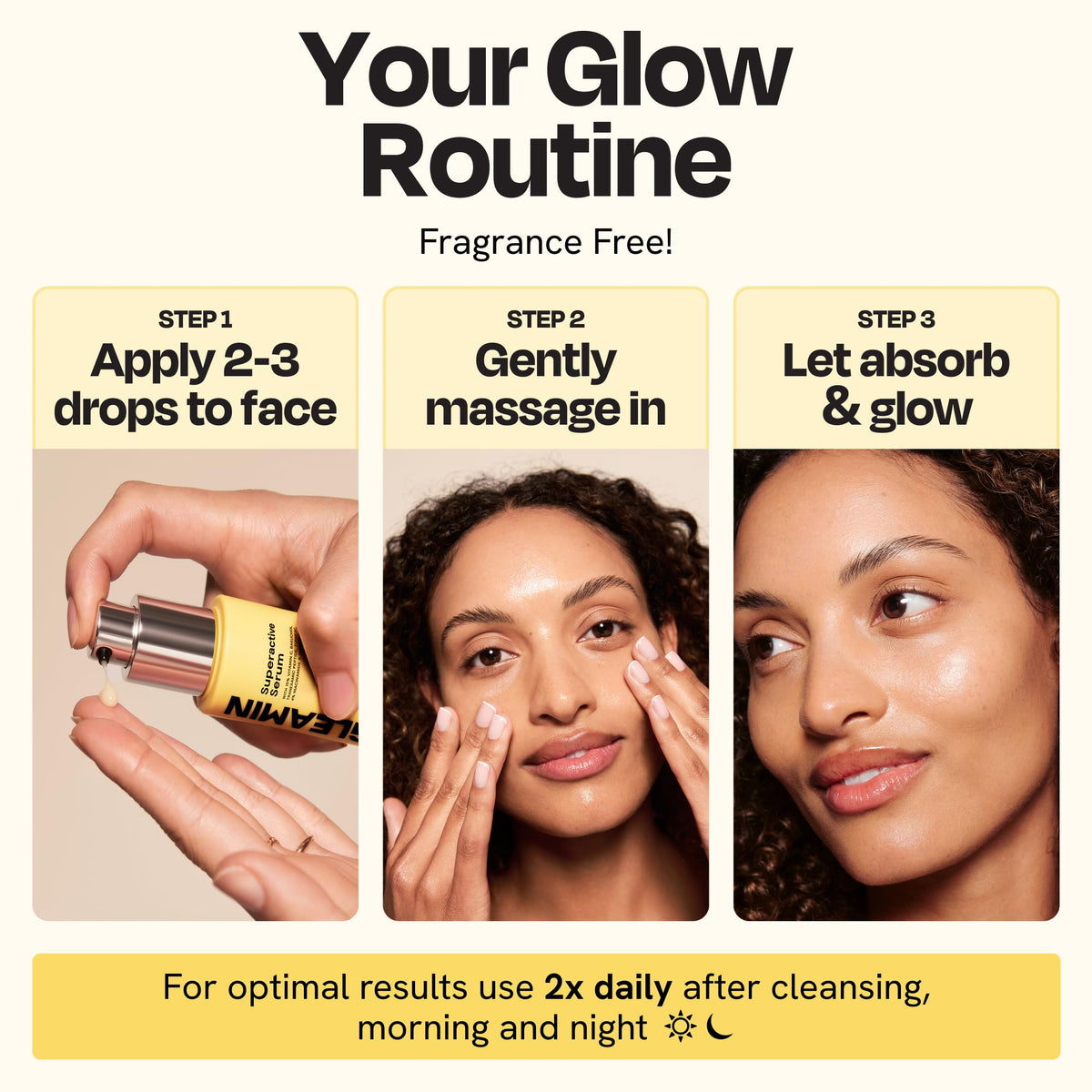 Gleamin Superactive Serum glow on skin reveals even tone