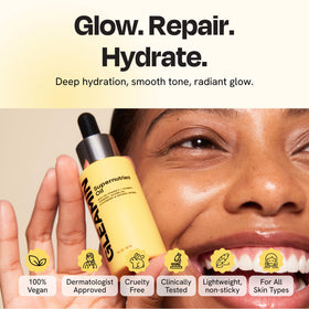 Gleamin Supernutrient Oil packaging with dropper demonstrates precise dosing and travel-friendly design.